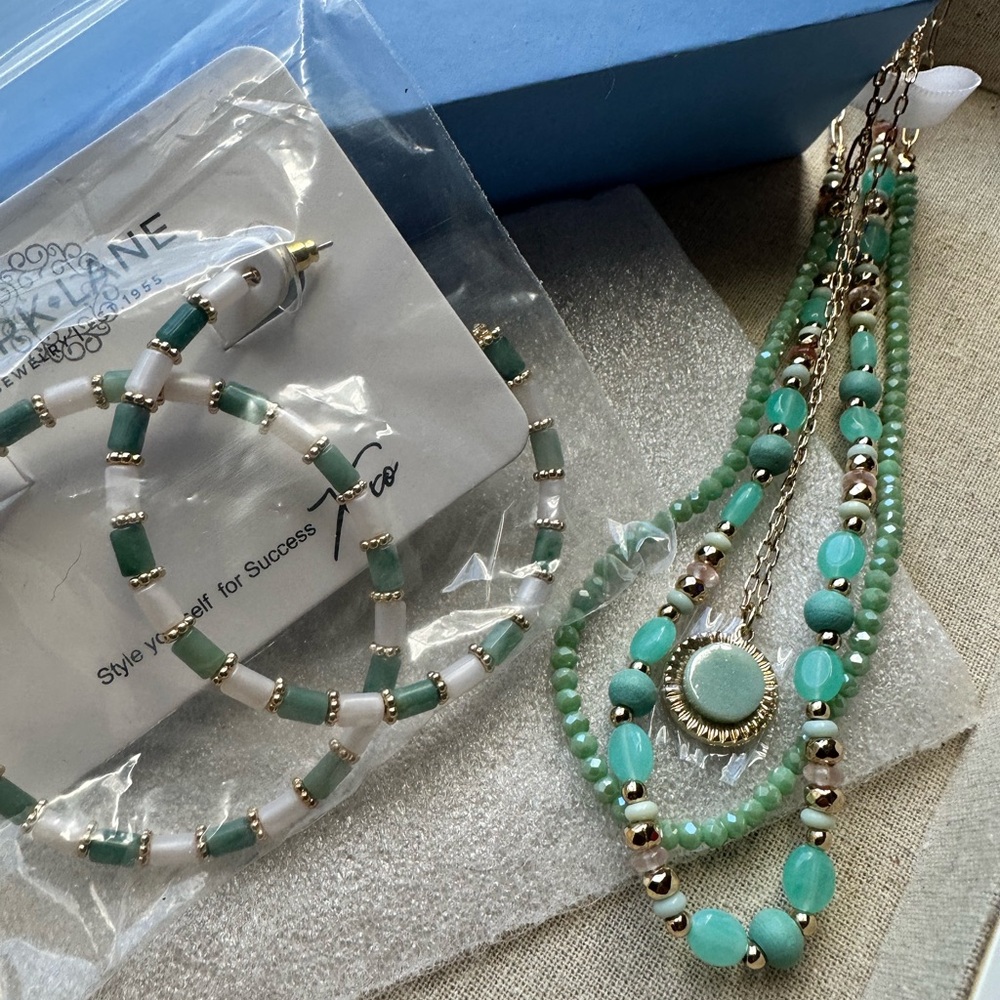 Park Lane Green and Gold Beaded Jewelry Set
